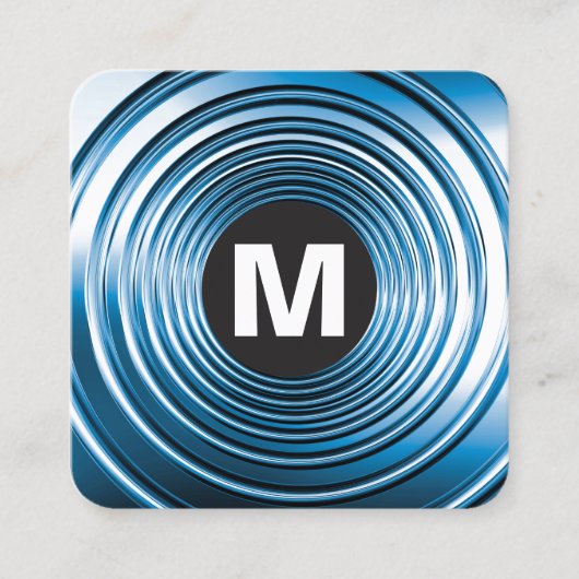 Circle Spot Monogram - Long Spring Blue Quadratische Visitenkarte (Vorderseite)