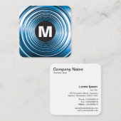 Circle Spot Monogram - Long Spring Blue Quadratische Visitenkarte (Vorne/Hinten)