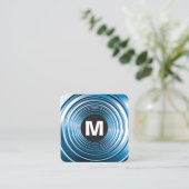Circle Spot Monogram - Long Spring Blue Quadratische Visitenkarte (Stehend Vorderseite)