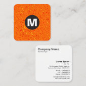 Circle Spot Monogram - Orange Textur Quadratische Visitenkarte (Vorne/Hinten)