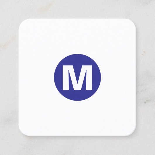 Circle Spot Monogramm - Blau Quadratische Visitenkarte (Vorderseite)