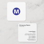 Circle Spot Monogramm - Blau Quadratische Visitenkarte (Vorne/Hinten)