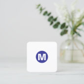 Circle Spot Monogramm - Blau Quadratische Visitenkarte (Stehend Vorderseite)