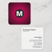 Circle Spot Monogramm - Gradient - Neon Red to Blk Quadratische Visitenkarte (Vorne/Hinten)