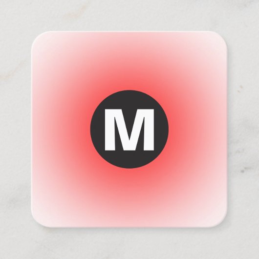 Circle Spot Monogramm - Gradient - Rot auf Weiß Quadratische Visitenkarte (Vorderseite)