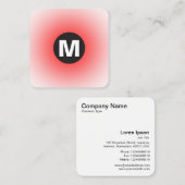 Circle Spot Monogramm - Gradient - Rot auf Weiß Quadratische Visitenkarte (Vorne/Hinten)
