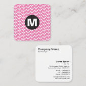 Circle Spot Monogramm - Leaf Stalks - Rosa Quadratische Visitenkarte (Vorne/Hinten)