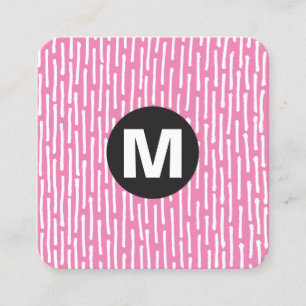 Circle Spot Monogramm - Linien - Rosa Quadratische Visitenkarte