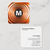 Circle Spot Monogramm - Long Spring Orange Quadratische Visitenkarte (Vorne/Hinten)