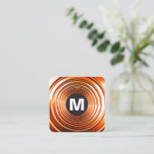 Circle Spot Monogramm - Long Spring Orange Quadratische Visitenkarte (Stehend Vorderseite)