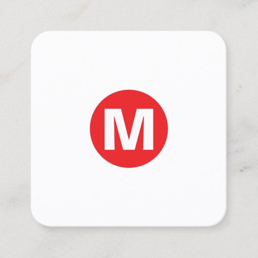 Circle Spot Monogramm - Rot Quadratische Visitenkarte (Vorderseite)