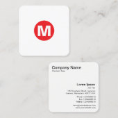 Circle Spot Monogramm - Rot Quadratische Visitenkarte (Vorne/Hinten)