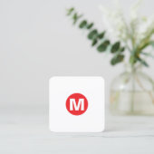 Circle Spot Monogramm - Rot Quadratische Visitenkarte (Stehend Vorderseite)