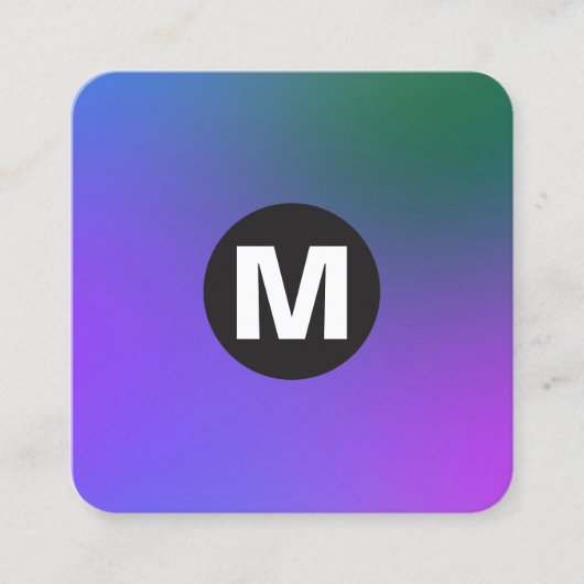 Circle Spot Monogramm - weiche Gradienten Quadratische Visitenkarte (Vorderseite)