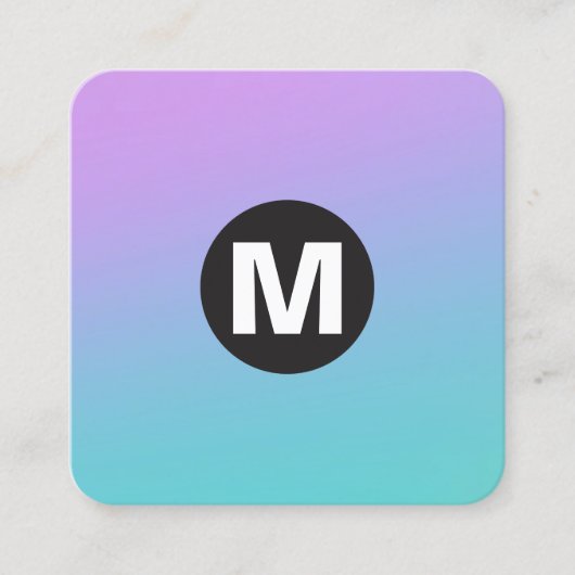 Circle Spot Monogramm - weiche Gradienten Quadratische Visitenkarte (Vorderseite)