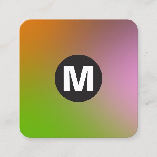 Circle Spot Monogramm - weiche Gradienten Quadratische Visitenkarte (Vorderseite)