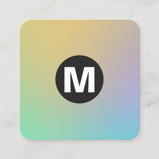 Circle Spot Monogramm - weiche Gradienten Quadratische Visitenkarte (Vorderseite)