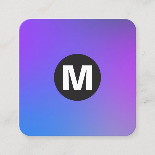 Circle Spot Monogramm - weiche Gradienten Quadratische Visitenkarte (Vorderseite)