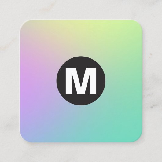 Circle Spot Monogramm - weiche Gradienten Quadratische Visitenkarte (Vorderseite)