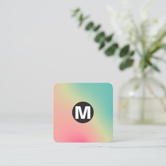 Circle Spot Monogramm - weiche Gradienten Square B Quadratische Visitenkarte (Stehend Vorderseite)