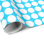 Circle Spots - White on Sky Blue Geschenkpapier (Rolleneckpunkt)