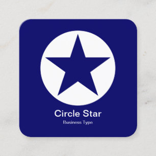 Circle Star - Weiß auf Dunkelblau Quadratische Visitenkarte