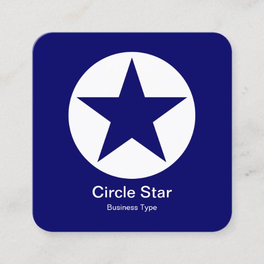 Circle Star - Weiß auf Dunkelblau Quadratische Visitenkarte (Vorderseite)