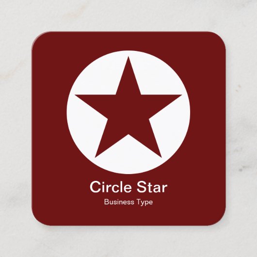 Circle Star - Weiß auf Dunkelrot braun Quadratische Visitenkarte (Vorderseite)