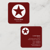 Circle Star - Weiß auf Dunkelrot braun Quadratische Visitenkarte (Vorne/Hinten)
