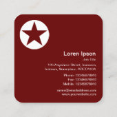 Circle Star - Weiß auf Dunkelrot braun Quadratische Visitenkarte (Rückseite)