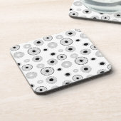 Circle Starburts Muster - Schwarz & Weiß Getränkeuntersetzer (Linke Seite)