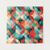 Circle Symphony: Farbenfrohe Abstrakte Vintage Wandteppich (Vorderseite (Horizontal))