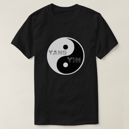 Circle Taijitu Yin und Yang Symbol auf schwarz T-Shirt (Design vorne)