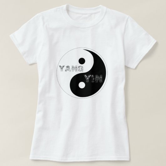 Circle Taijitu Yin und Yang Symbol auf weiß T-Shirt (Design vorne)