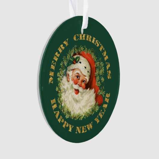 Circle Text Retro Santa Personalisiert Ornament (Vorderseite)