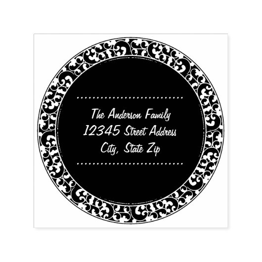 Circle Vintag Black Design - Address-Briefmarke Permastempel (Design)