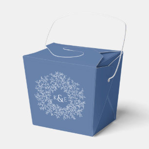 Circle white art Blätter Hochzeit Classic Blue Geschenkschachtel