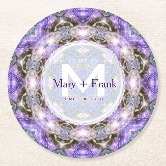 CircleonLight-Untersetzer für Monogramm-Papier Lil Runder Pappuntersetzer (Vorderseite)