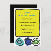 CIRCLES and SQUARES Bar Bat Mitzvah Party Card Einladung (Vorne/Hinten)