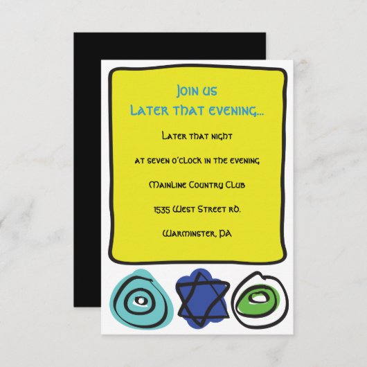 CIRCLES and SQUARES Bar Bat Mitzvah Party Card Einladung (Vorne/Hinten)