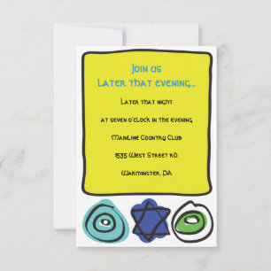 CIRCLES and SQUARES Bar Bat Mitzvah Party Card Einladung
