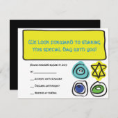 CIRCLES and SQUARES Bar Bat Mitzvah Replik Card RSVP Karte (Vorne/Hinten)