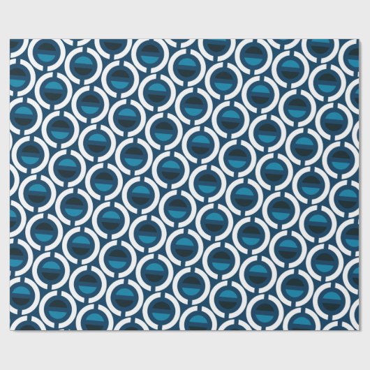 Circles Blue White Minimal Muster Geschenkpapier (Flach)