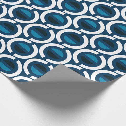 Circles Blue White Minimal Muster Geschenkpapier (Ecke)