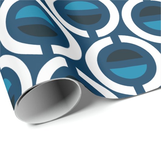 Circles Blue White Minimal Muster Geschenkpapier (Rolleneckpunkt)