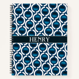 Circles Blue White Minimal Muster Notizblock