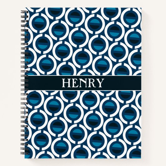 Circles Blue White Minimal Muster Notizblock (Vorderseite)