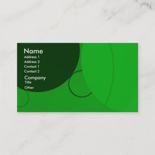Circles Bright Green Background Business Card Visitenkarte (Vorderseite)