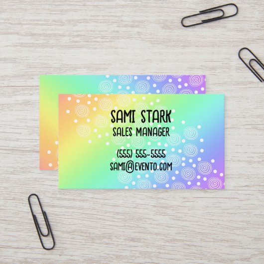Circles Dots Rainbow Gradient Business Cards Visitenkarte (Vorderseite/Rückseite Beispiel)