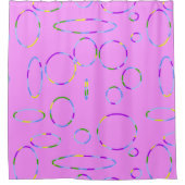 Circles Loops Moderne rosa Magenta Duschvorhang (Vorderseite)
